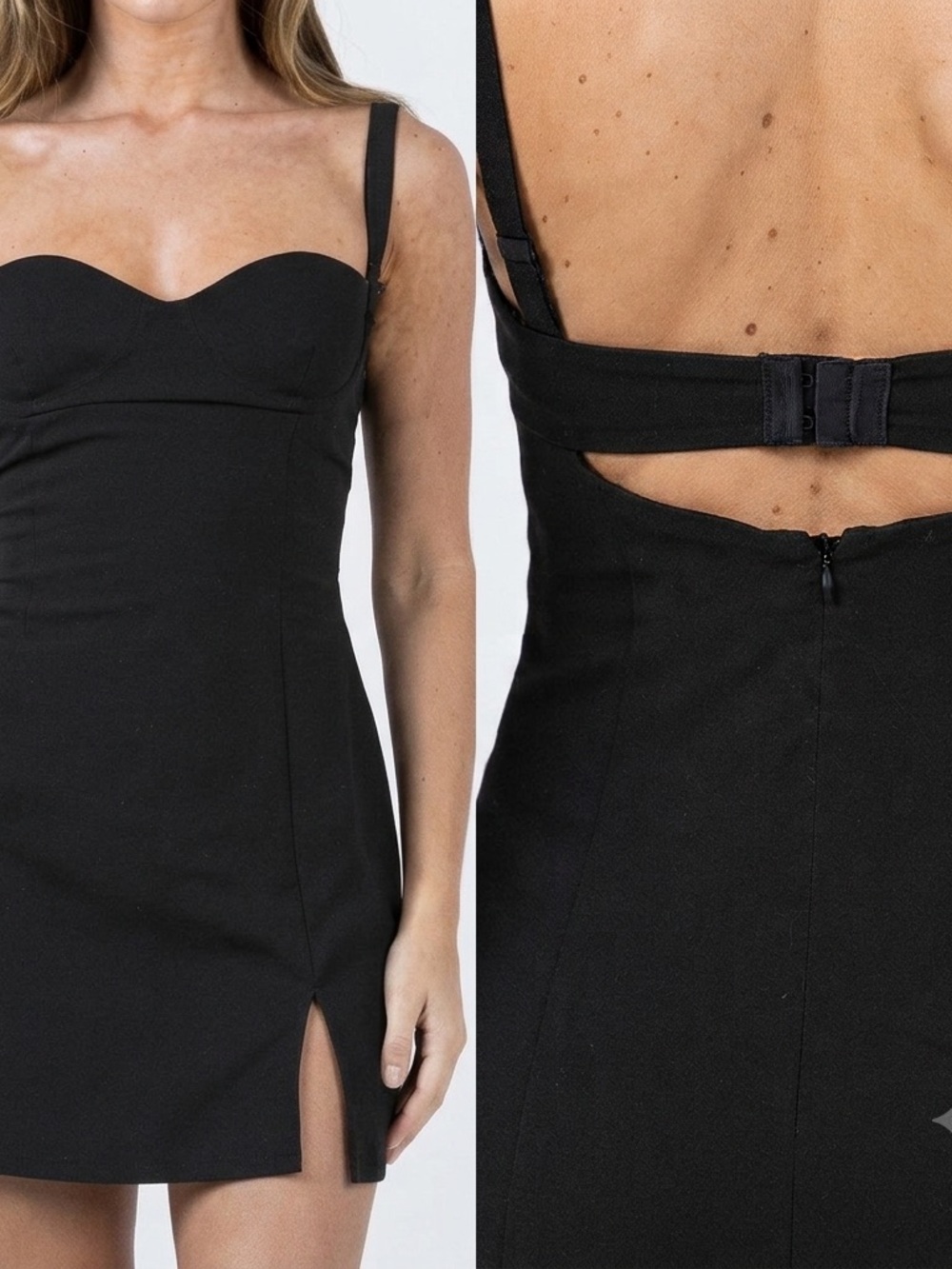 Princess Polly Briana Black Mini Dress small4 Sweetheart Neck Slit Cutout Back
